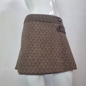 Vintage Y2K Trina Turk Brown Wool Low Rise Mini Skirt